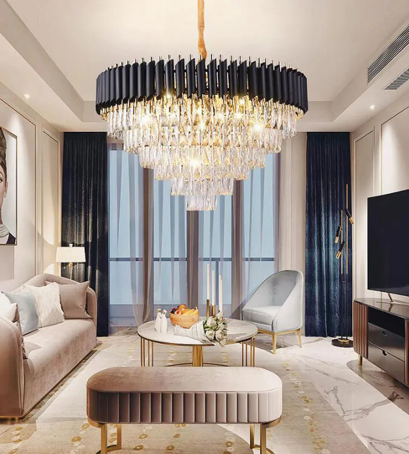 Gold/Black Crystal Luxury Chandelier