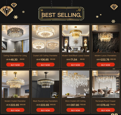 Gold/Black Luxury Crystal Chandelier