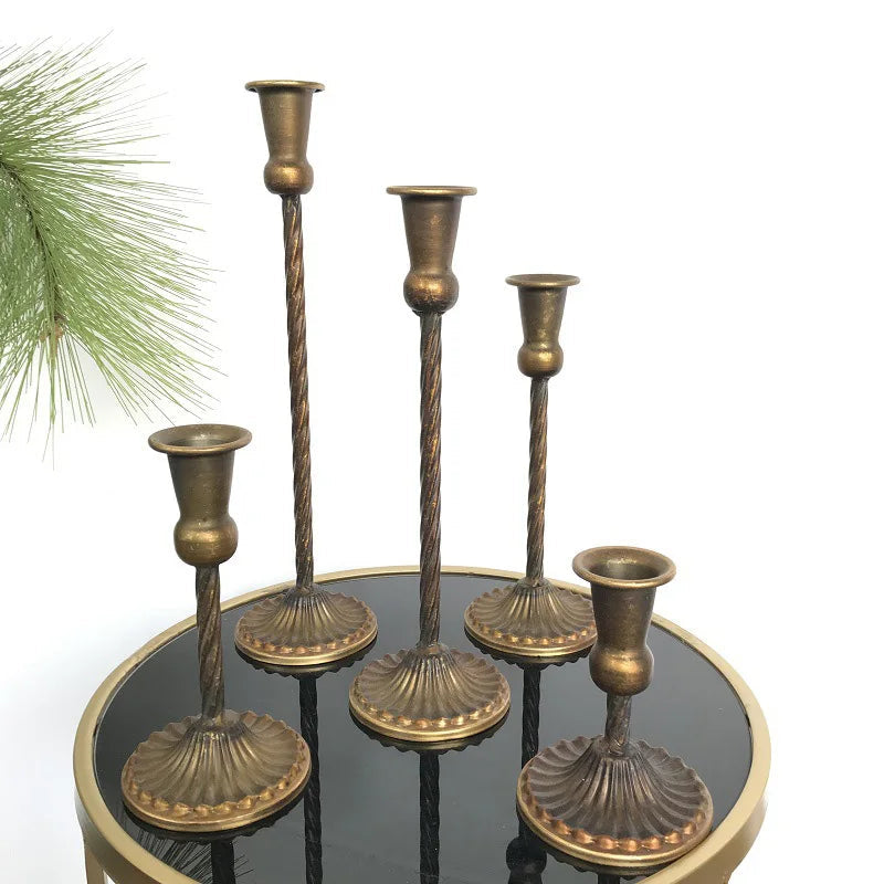 Golden Bronze Retro Iron Candle Holders