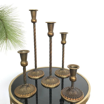 Golden Bronze Retro Iron Candle Holders