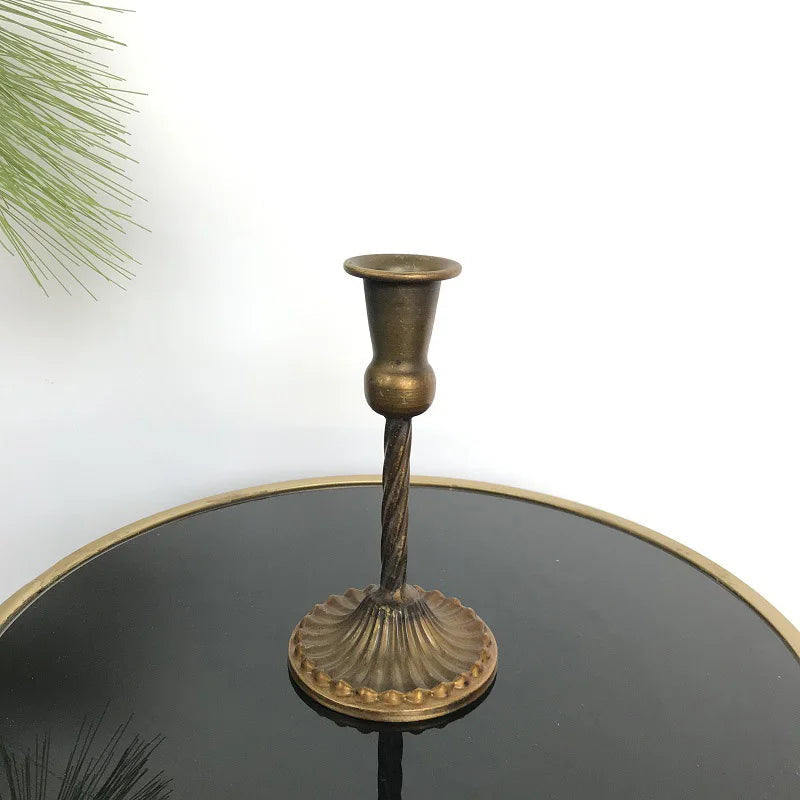 Golden Bronze Retro Iron Candle Holders