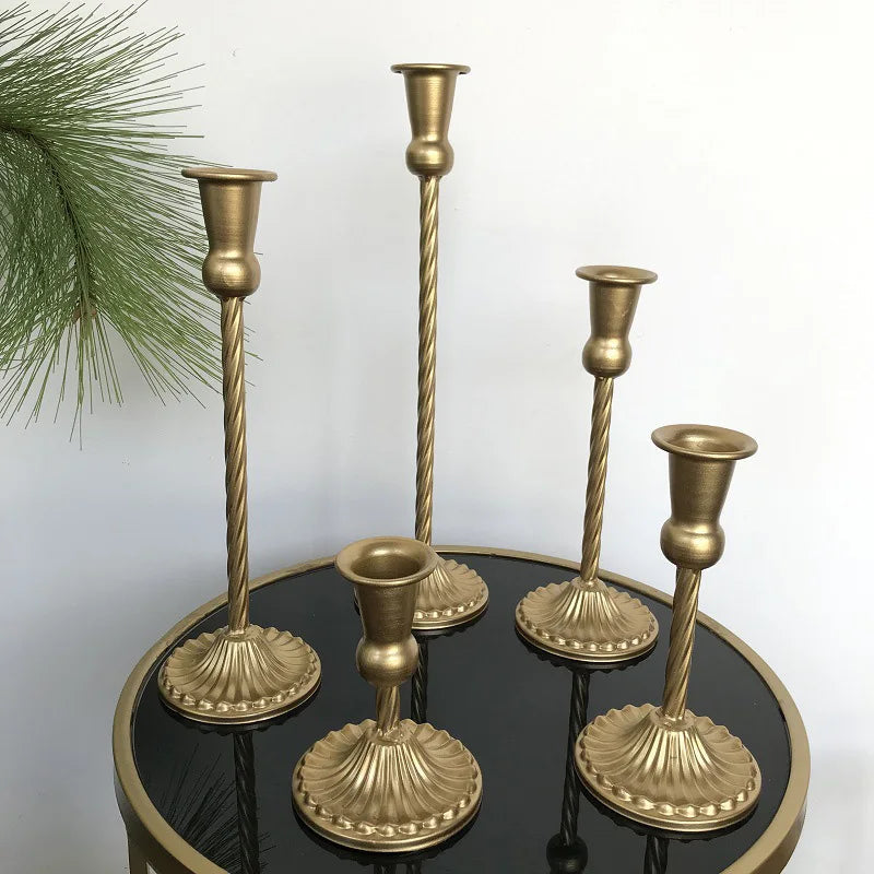 Golden Bronze Retro Iron Candle Holders