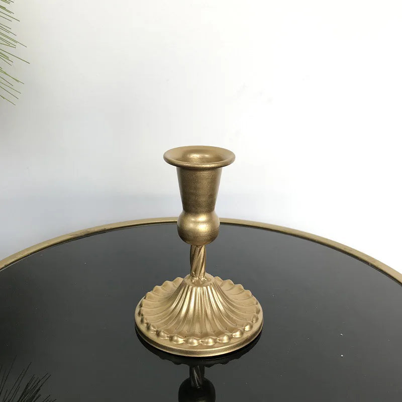 Golden Bronze Retro Iron Candle Holders