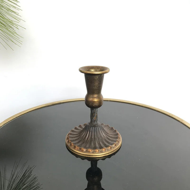 Golden Bronze Retro Iron Candle Holders