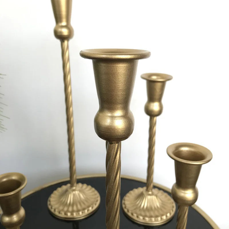 Golden Bronze Retro Iron Candle Holders