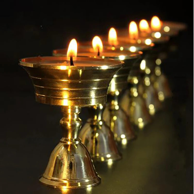 Golden Copper Alloy Candle Holder