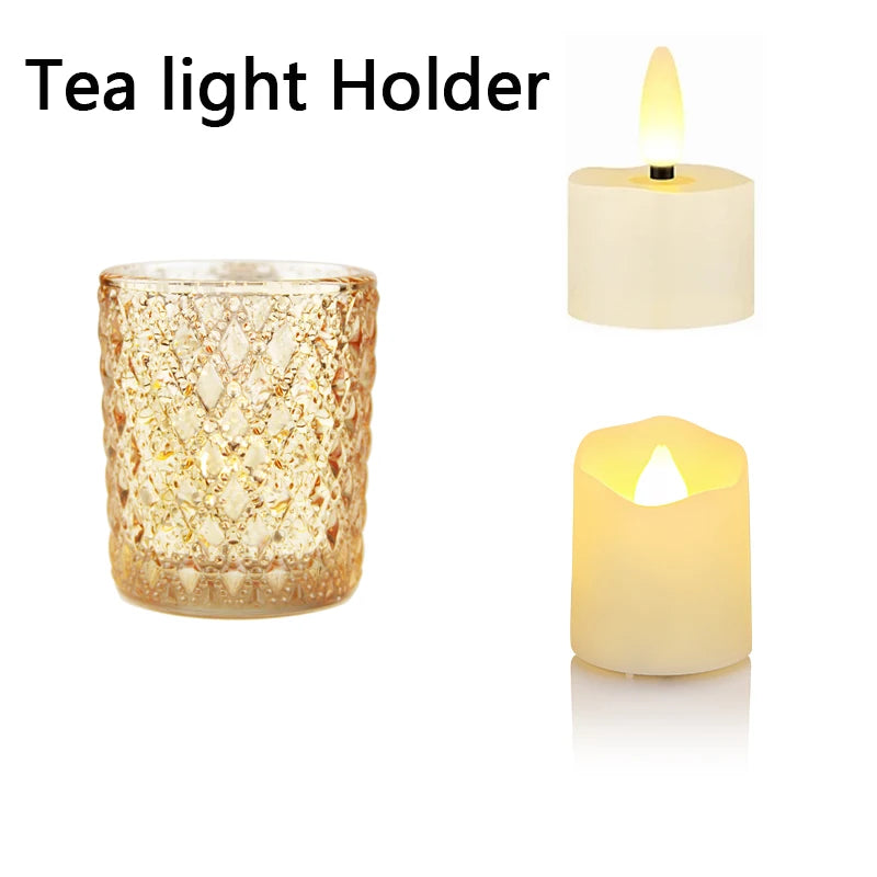 Golden Glass Tea Light Holder