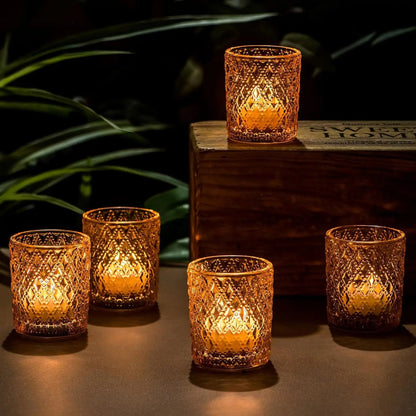 Golden Glass Tea Light Holder