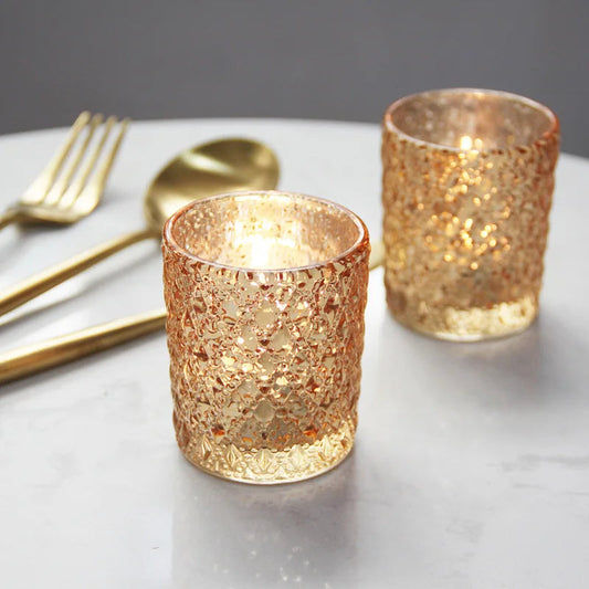 Golden Glass Tea Light Holder