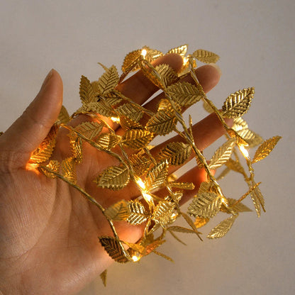 Golden Leaves Fairy Lights Garland