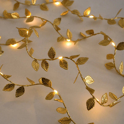 Golden Leaves Fairy Lights Garland