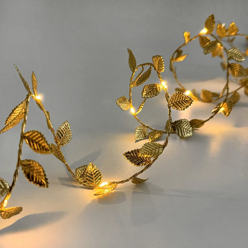 Golden Leaves Fairy Lights Garland