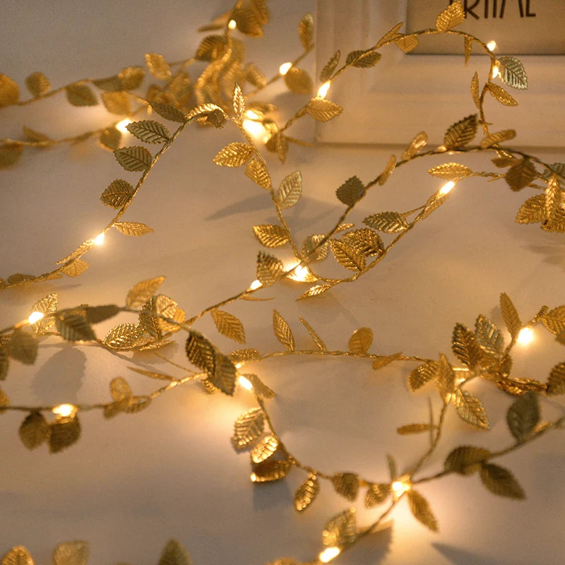 Golden Leaves Fairy Lights Garland