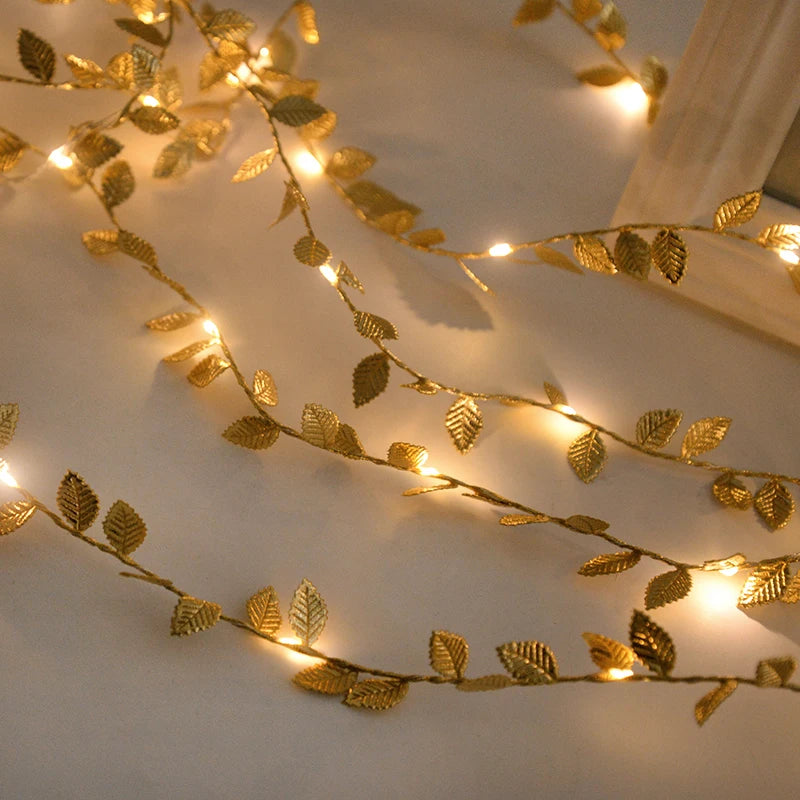 Golden Leaves Fairy Lights Garland