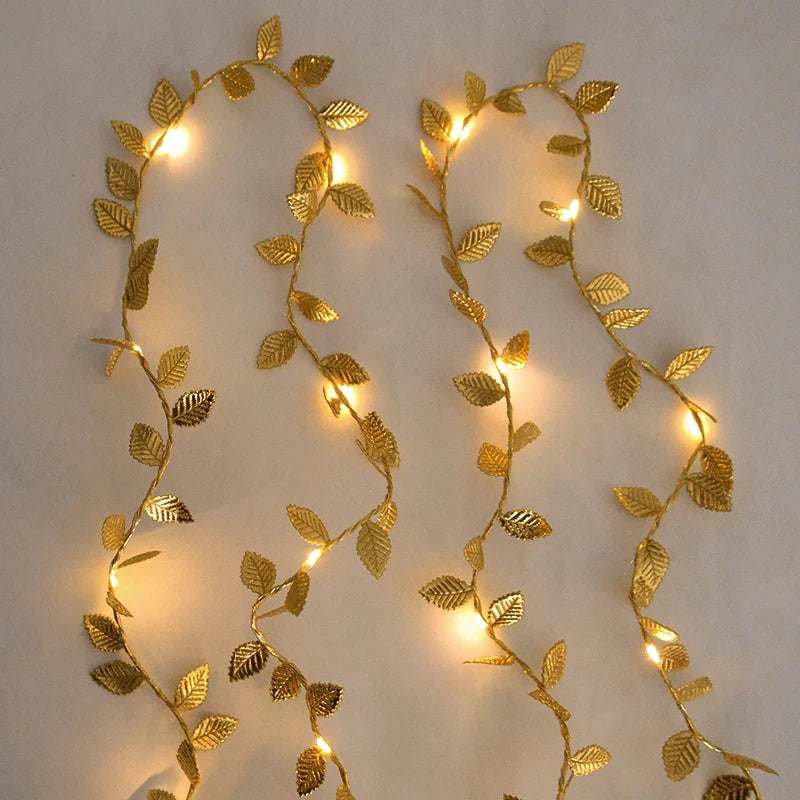 Golden Leaves Fairy Lights Garland