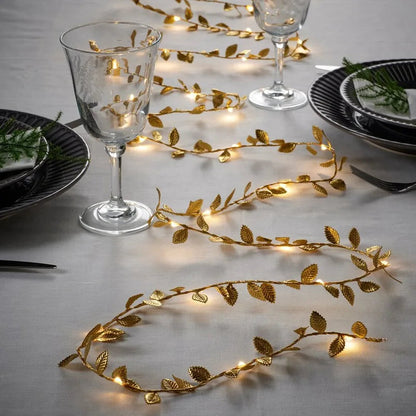 Golden Leaves Fairy Lights Garland