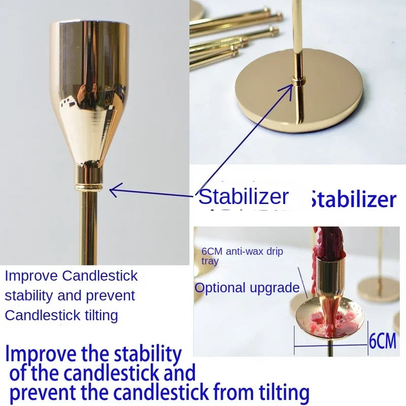 Golden Metal Candle Holder Set