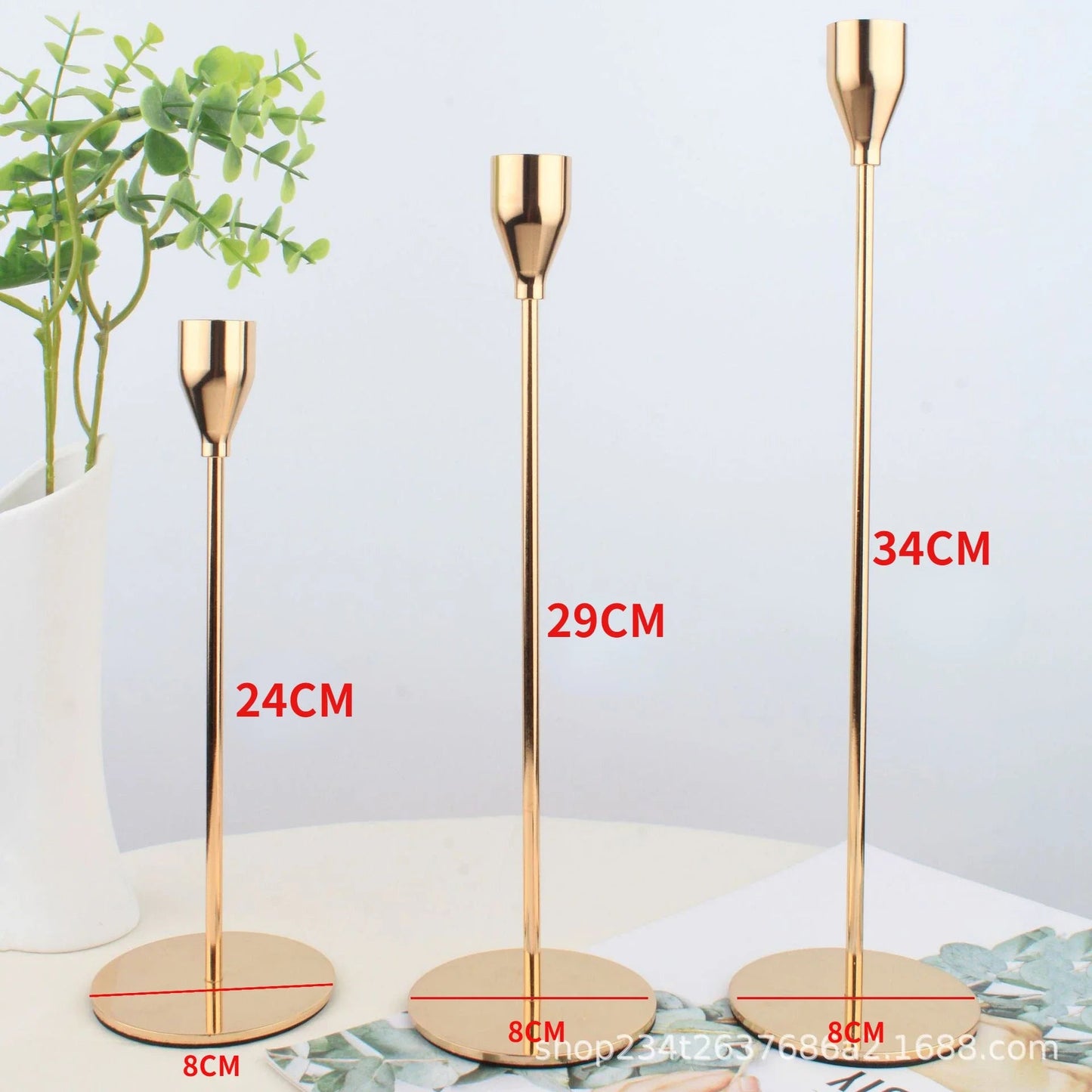 Golden Metal Candle Holder Set