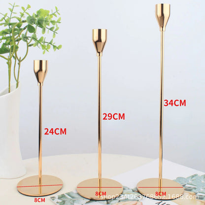 Golden Metal Candle Holder Set