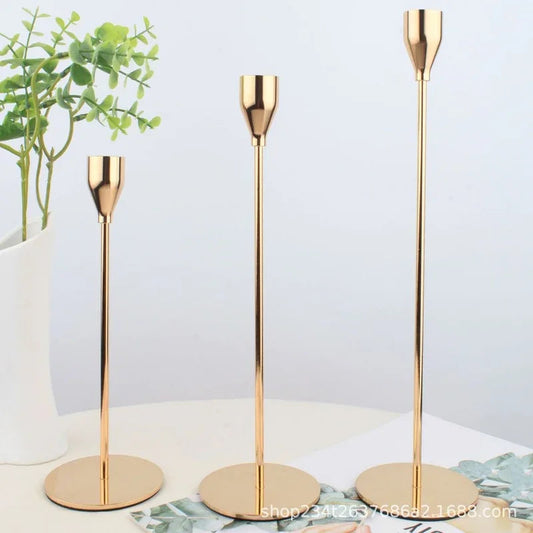 Golden Metal Candle Holder Set