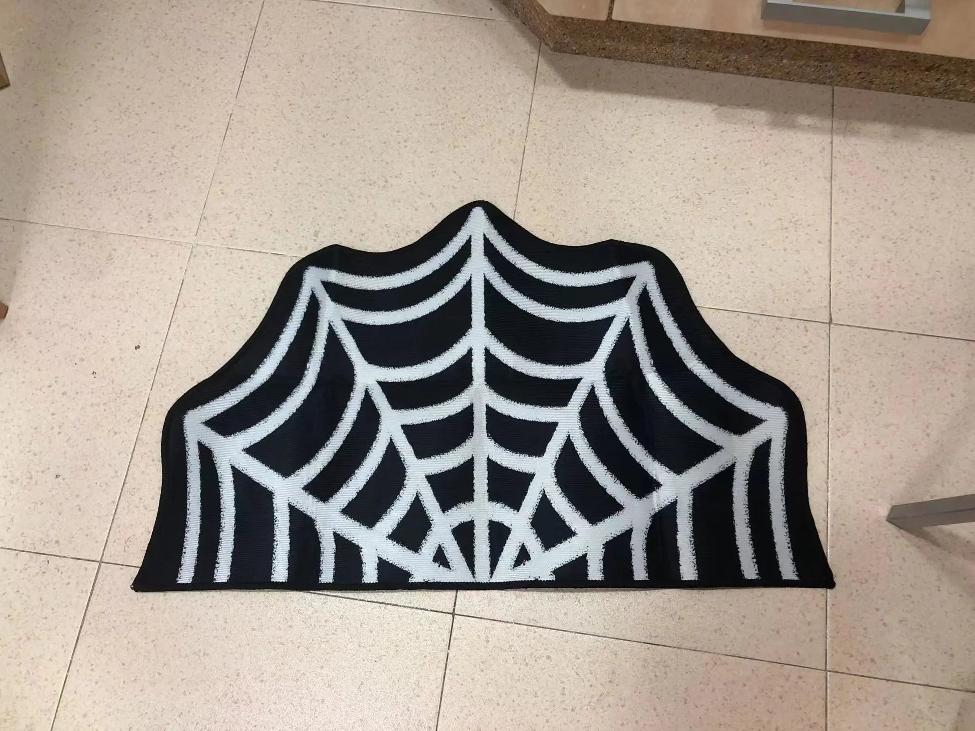 Gothic Black Spider Web Rug