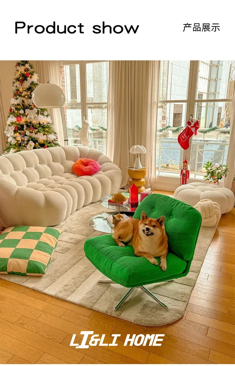 Green Corduroy Luxury Single Sofa Chair