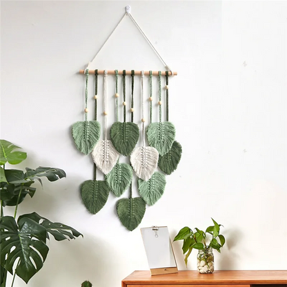 Green Leaf Macrame Wall Hanging