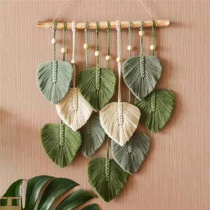 Green Leaf Macrame Wall Hanging