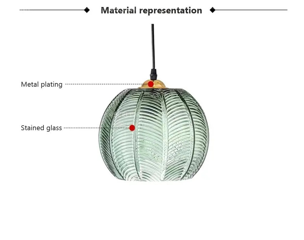 Green Leaf Nordic Glass Pendant Light