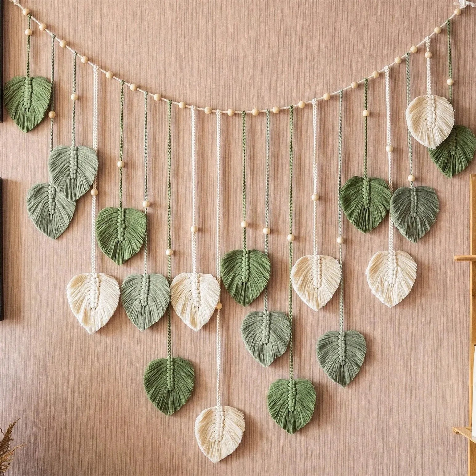 Green Leaves Macrame Wall Garland