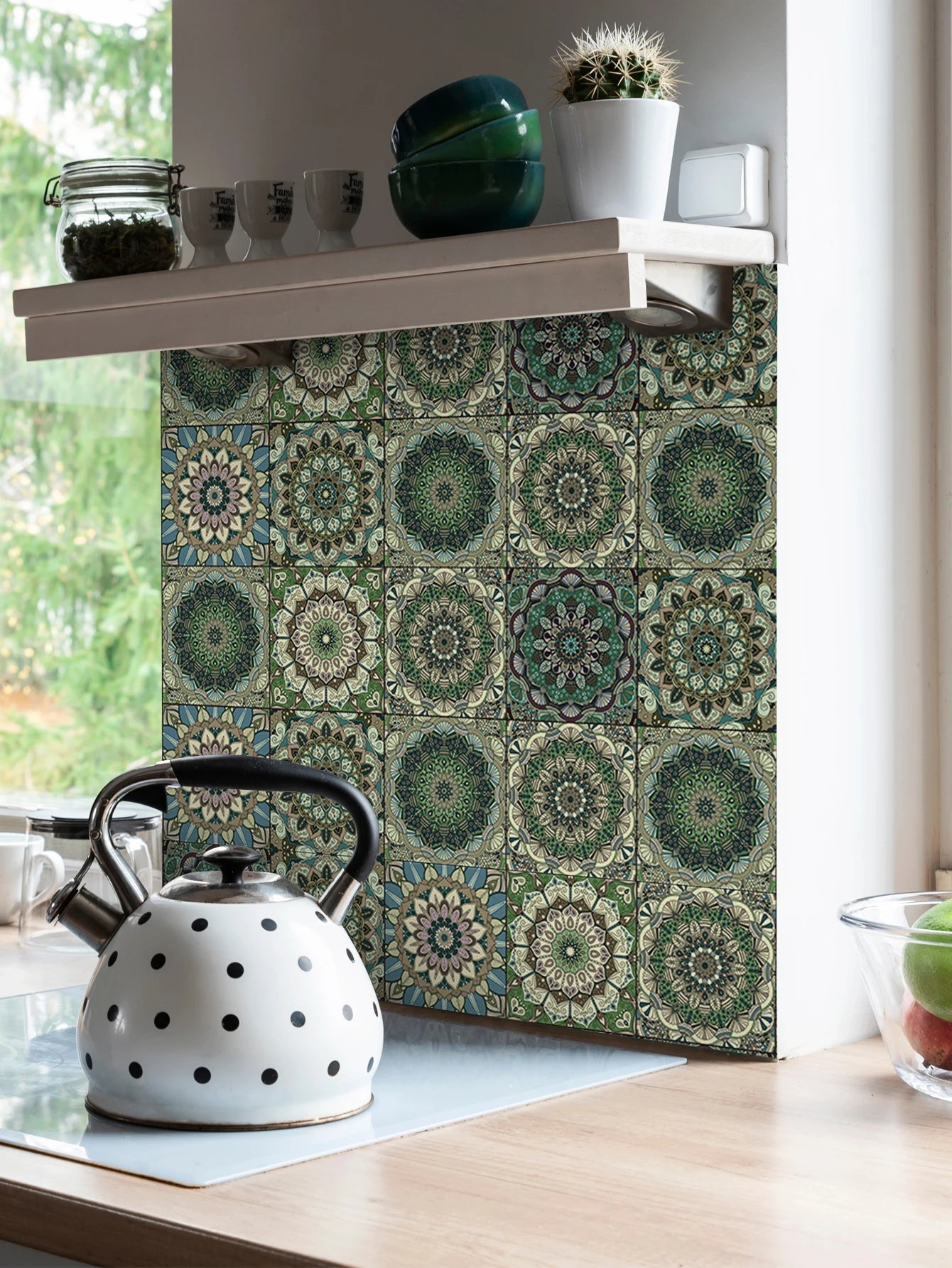 Green Mandala Waterproof Kitchen Sticker