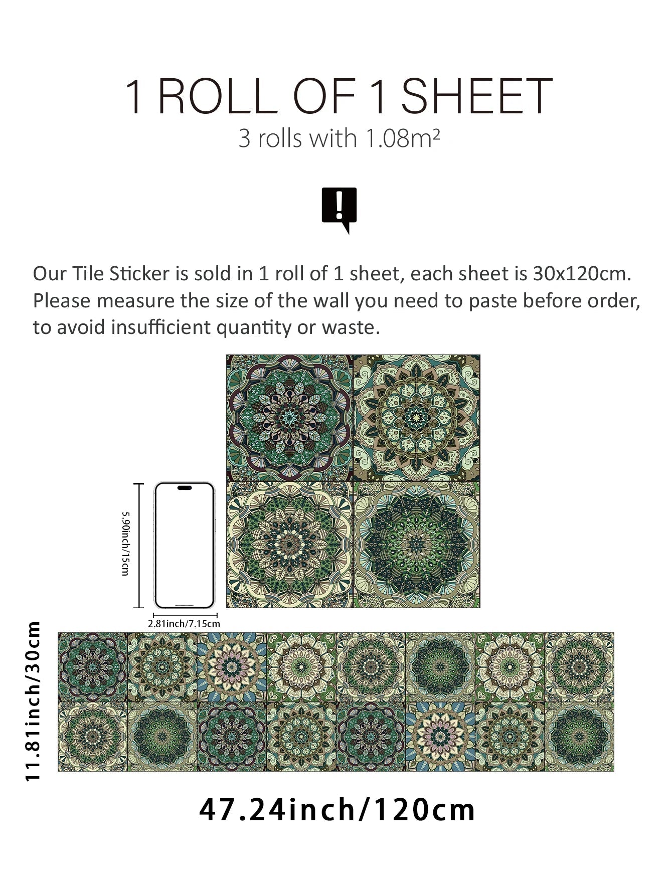 Green Mandala Waterproof Kitchen Sticker