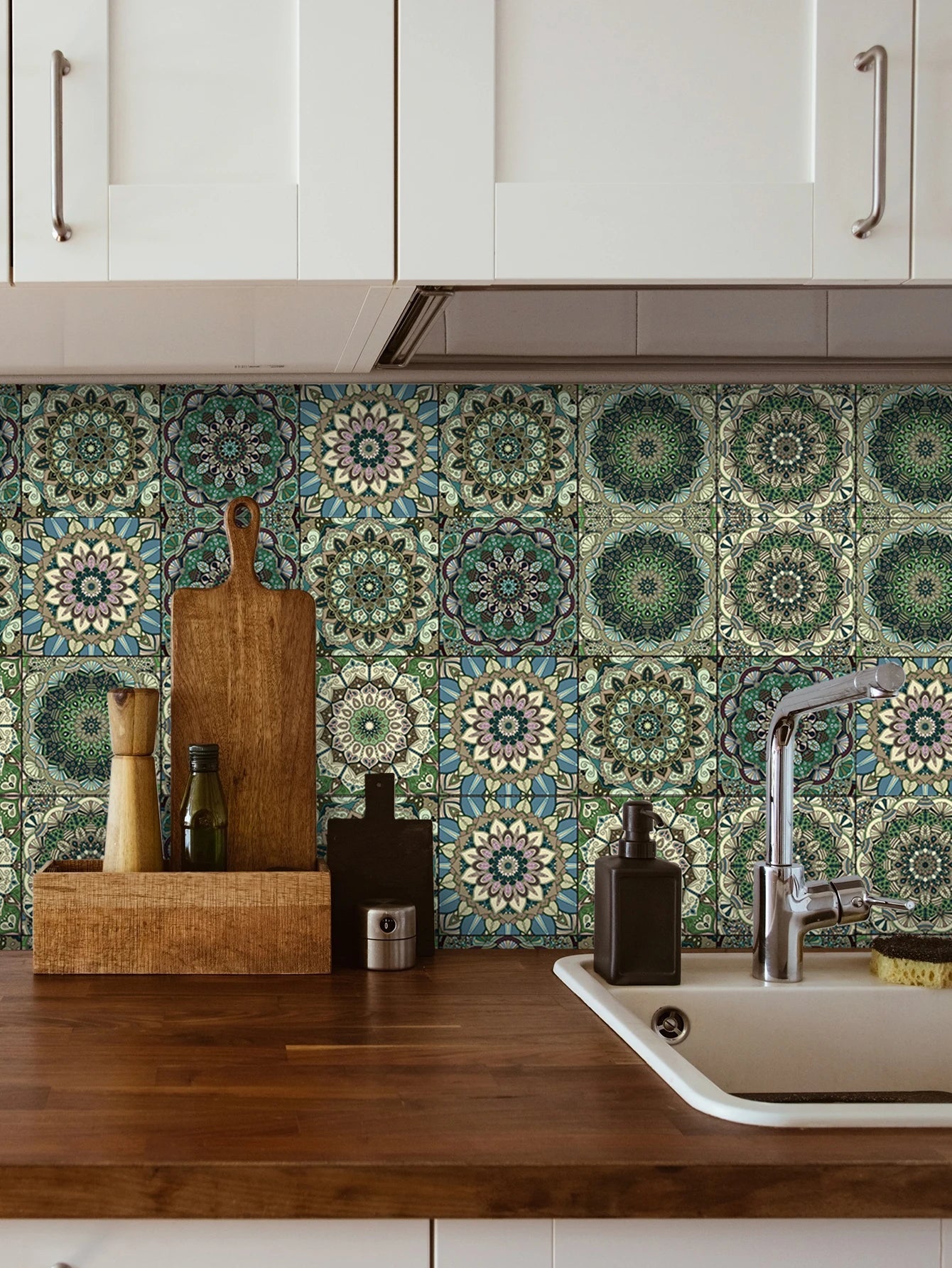 Green Mandala Waterproof Kitchen Sticker