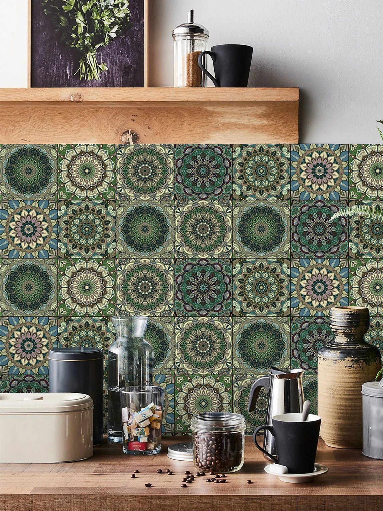 Green Mandala Waterproof Kitchen Sticker