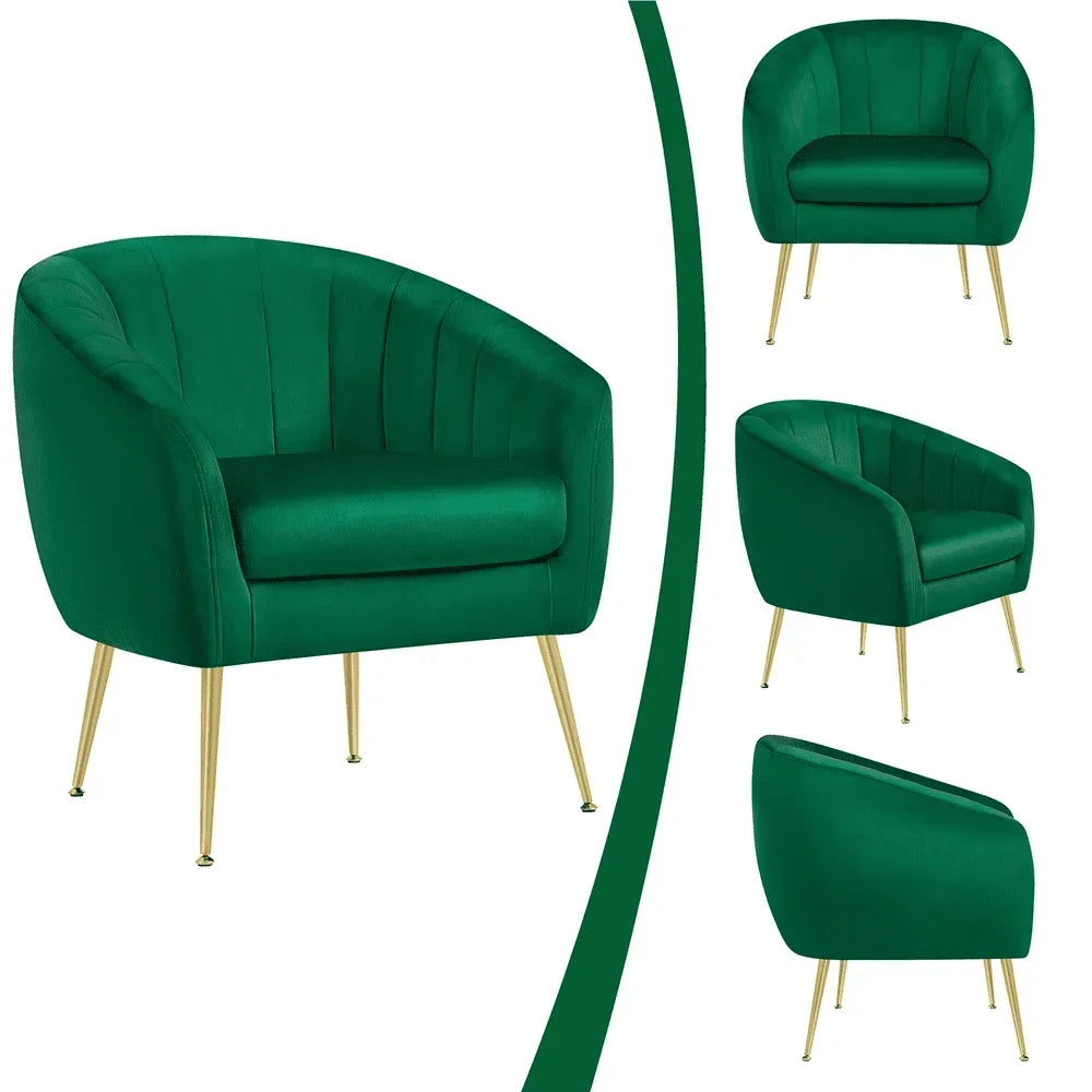 Green Velvet Barrel Accent Chair