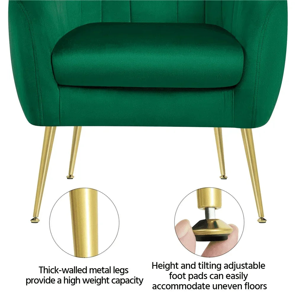 Green Velvet Barrel Accent Chair