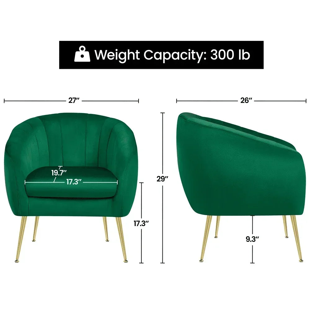 Green Velvet Barrel Accent Chair