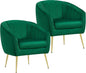 Green Velvet Barrel Accent Chair