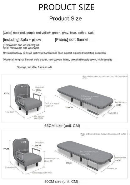 Grey 65CM Folding Sofa Bed