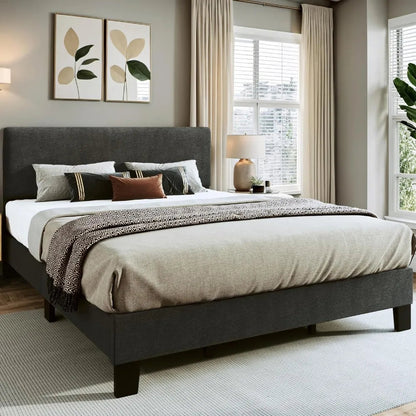 Grey King Size Upholstered Bed Frame