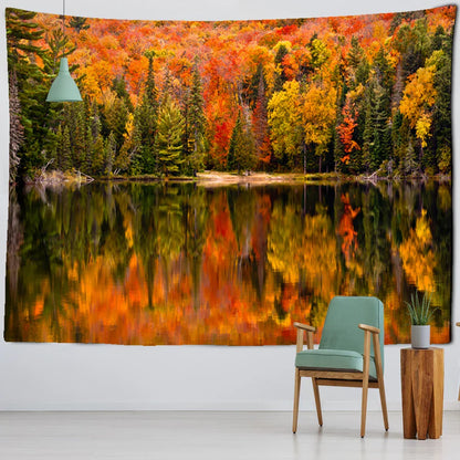 Decobites Red Maple Forest Tapestry Wall Hanging - Bohemian Aesthetics Room Decor