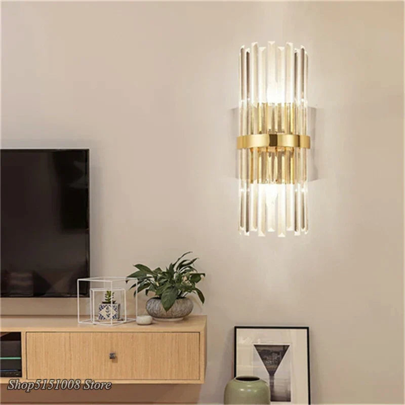 DecorBites™ Crystal Golden Wall Lamp: Luxury American Country Style Light Fixtures