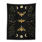 Decobites Moon Phase Wall Hanging Tapestry in Olive Leaf Green & Black - Boho Room Decor