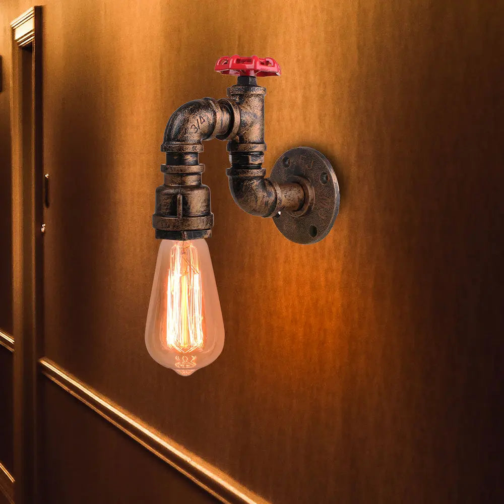DecorBites™ Iron Water Pipe Wall Lamp E27 Loft Bar Lighting Fixtures