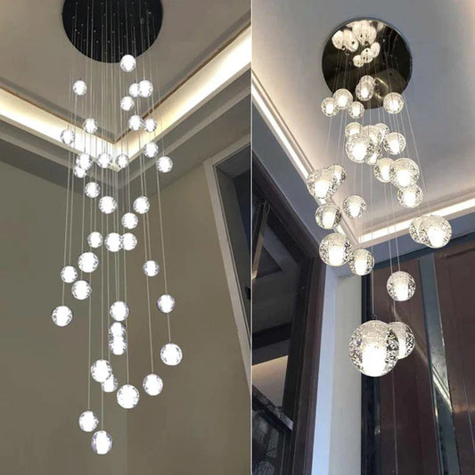 DecorBites™ Crystal LED Chandelier: Modern Luxury Pendant Lights for Staircase, Bedroom, and Living Room