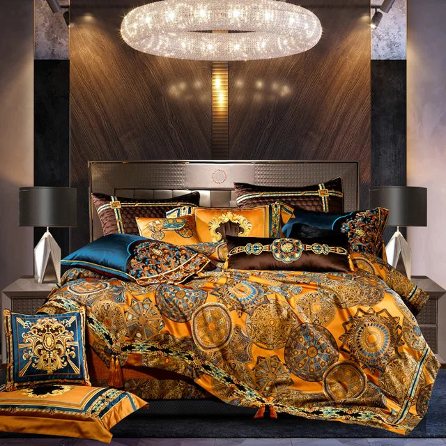 Decobites European Brocade Bedding Set with Jacquard Embroidery, Egyptian Cotton Material