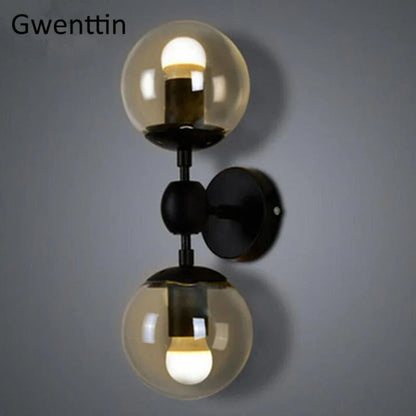DecorBites™ Glass Beans Wall Lamp Sconces LED Light Fixture for Home Deco Bedroom Hallway