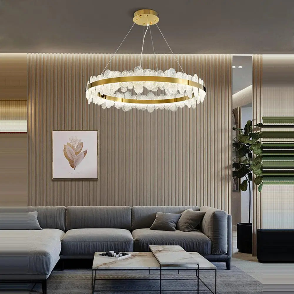 DecorBites™ Golden Stainless Steel LED Designer Chandelier for Dining Room