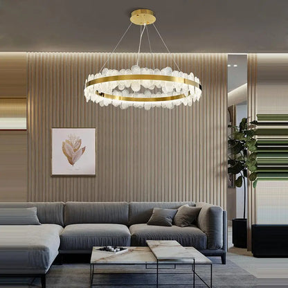 DecorBites™ Golden Stainless Steel LED Designer Chandelier for Dining Room