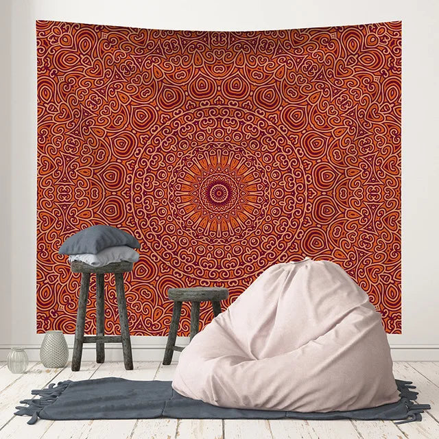 Decobites Pink Indian Mandala Print Boho Tapestry Wall Hanging Beach Towel Yoga Mat